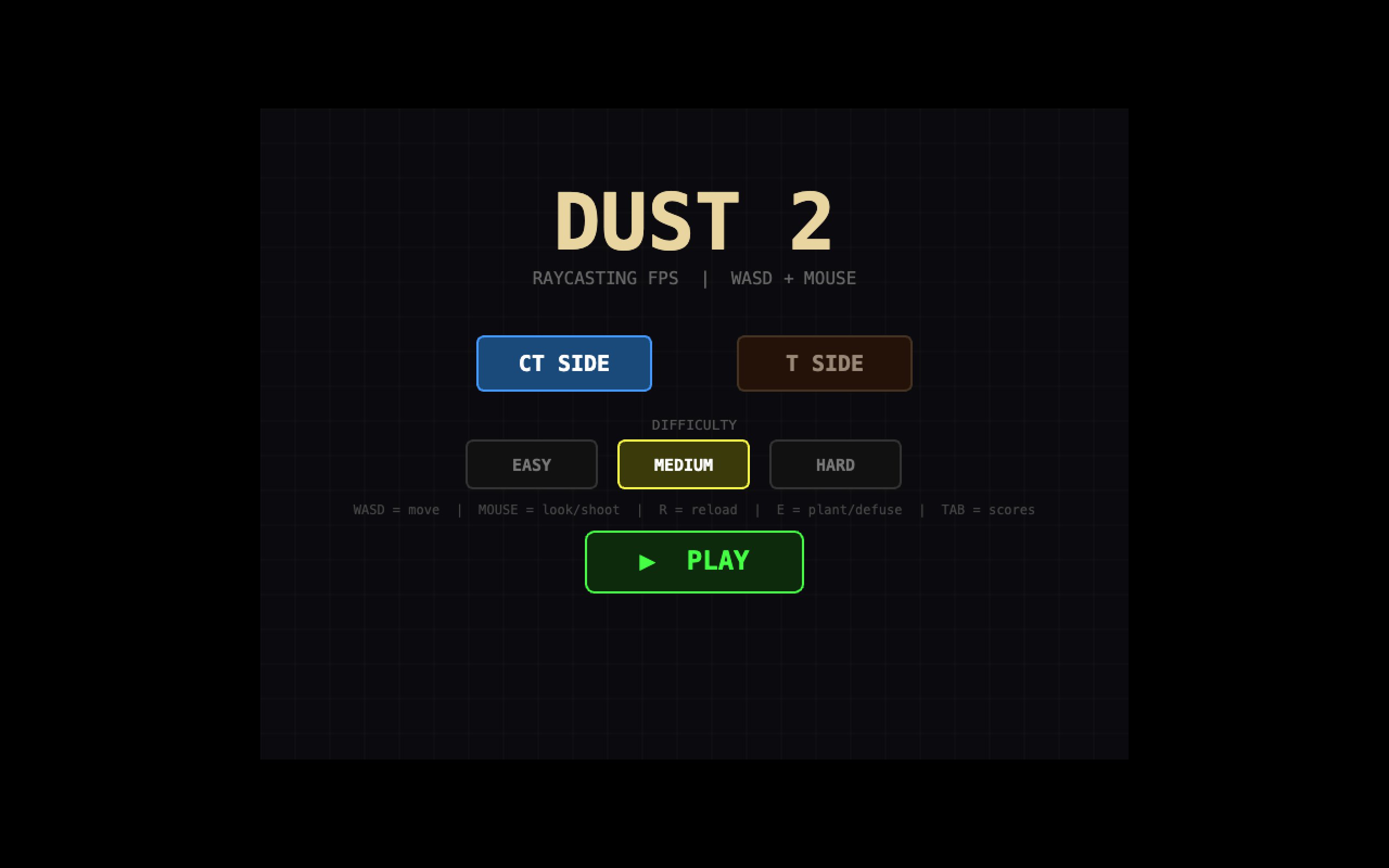 2D DUST 2 &mdash; Side and difficulty select