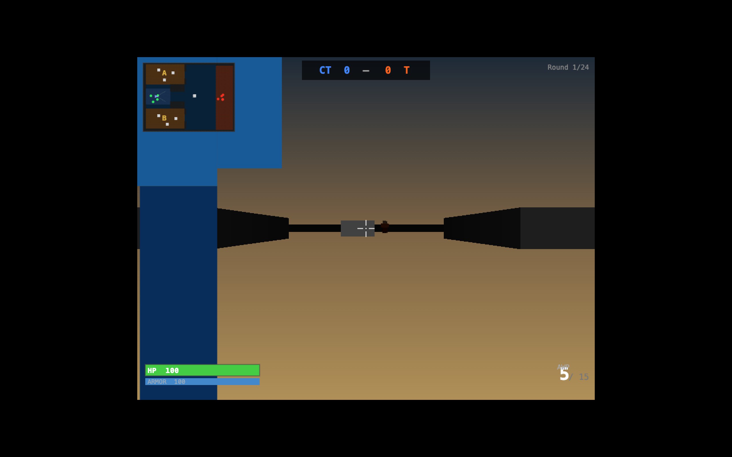 2D DUST 2 &mdash; In the round &mdash; raycasting from CT side
