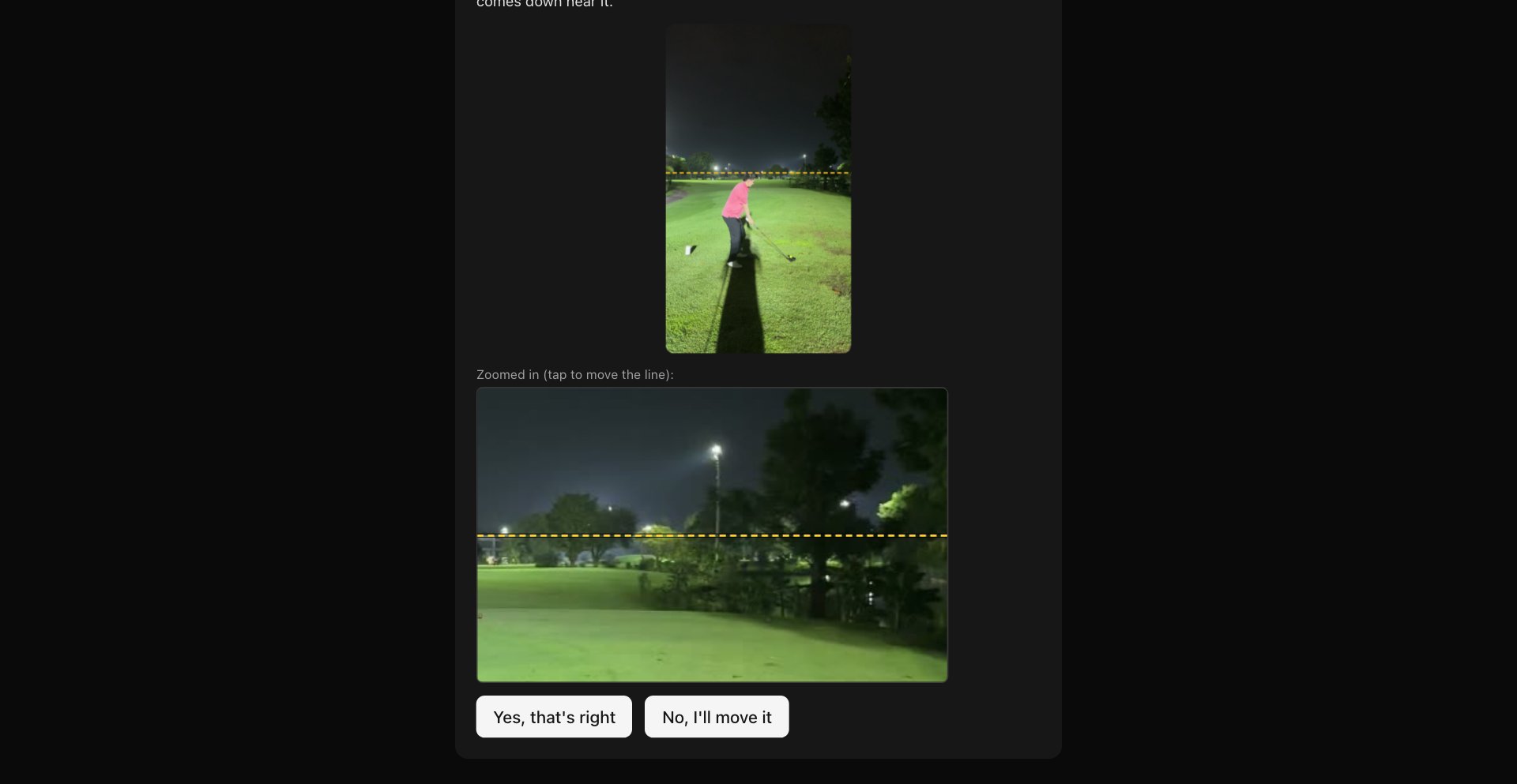 Golf Shot Tracer &mdash; While it traces &mdash; one tap to confirm where the far fairway meets the trees