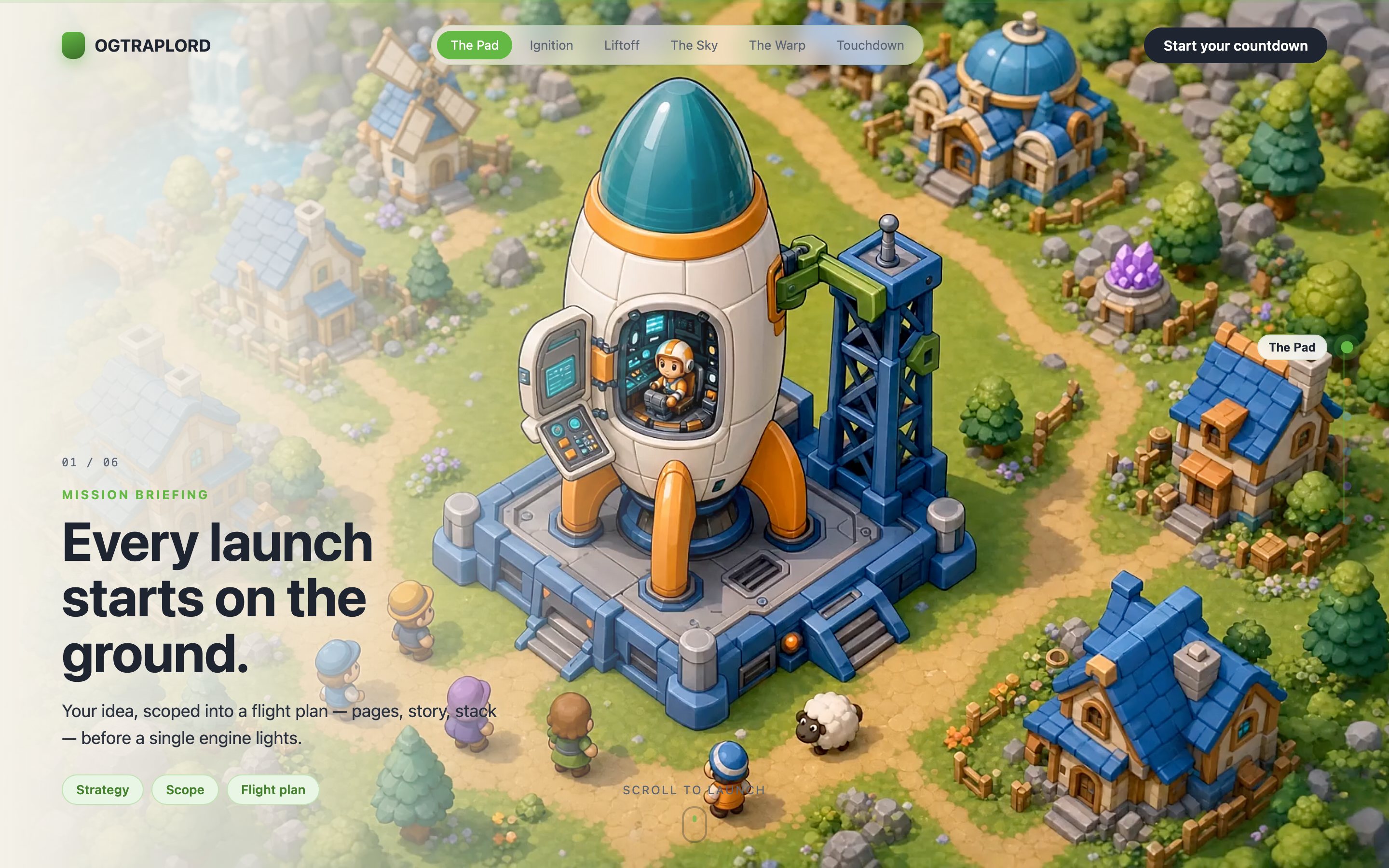 LIFTOFF &mdash; The opening frame &mdash; desktop, 1440&times;900