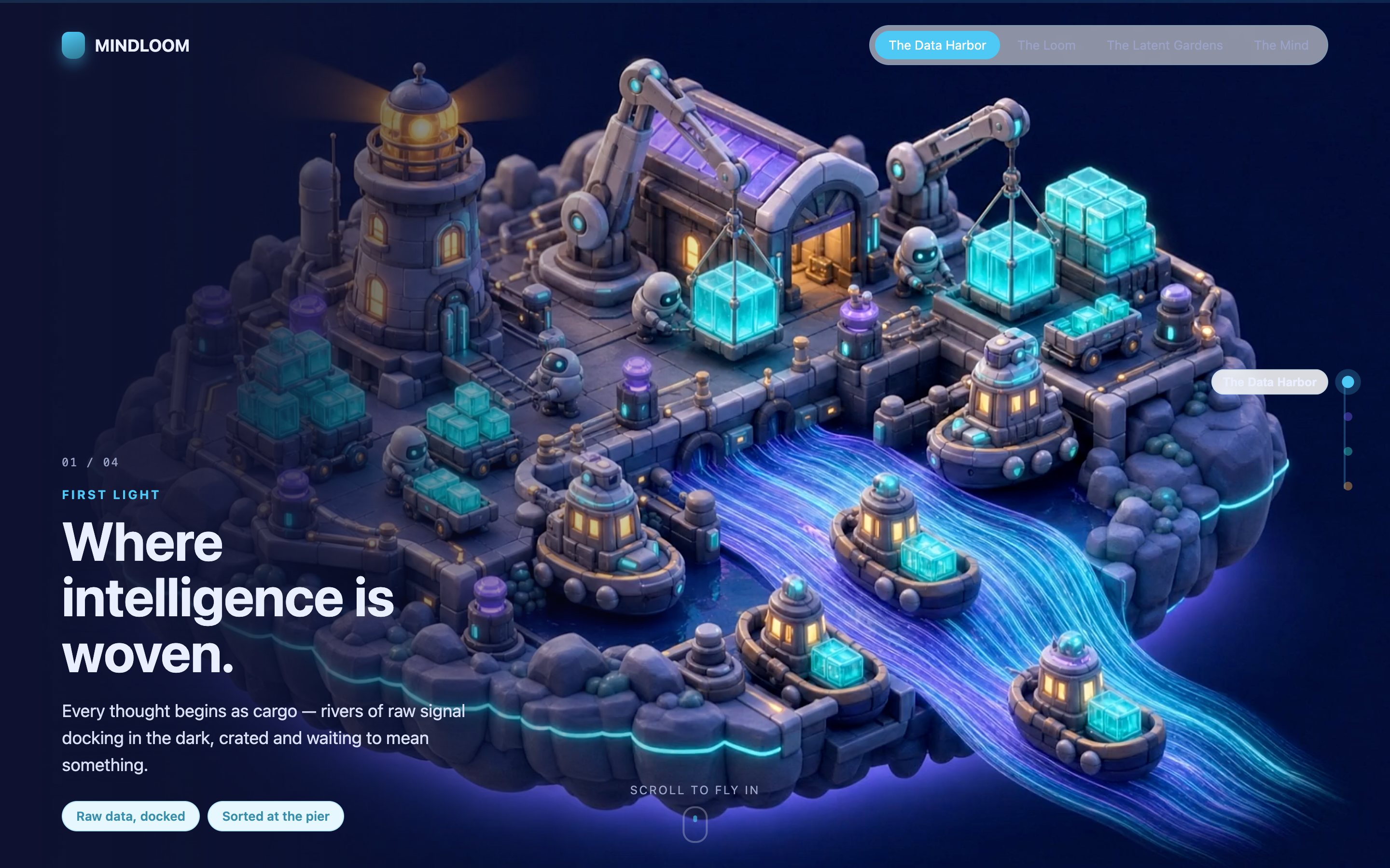 MINDLOOM &mdash; The opening frame &mdash; desktop, 1440&times;900