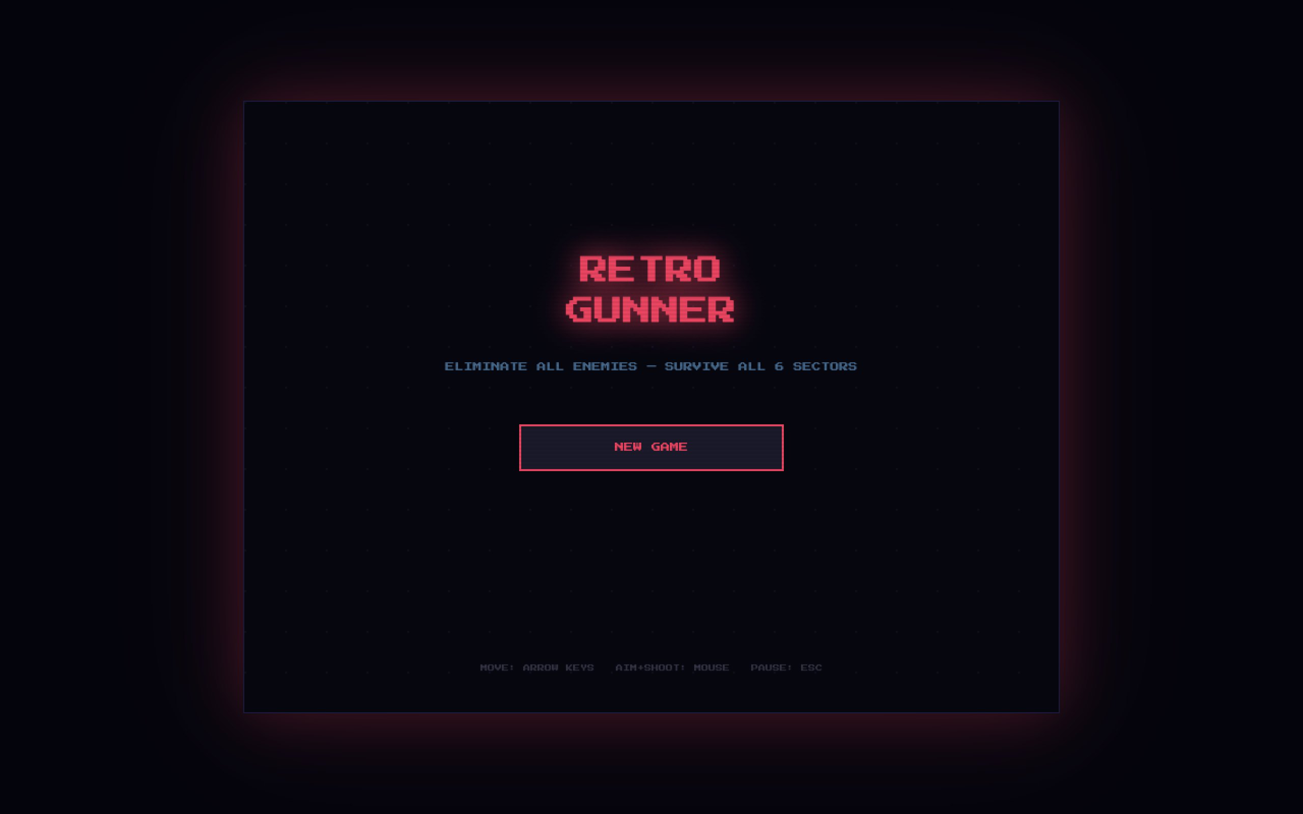 Retro Gunner &mdash; Title &mdash; six sectors to survive