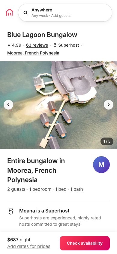 StayLane — Mobile — 390px, single column with the fixed check-availability bar