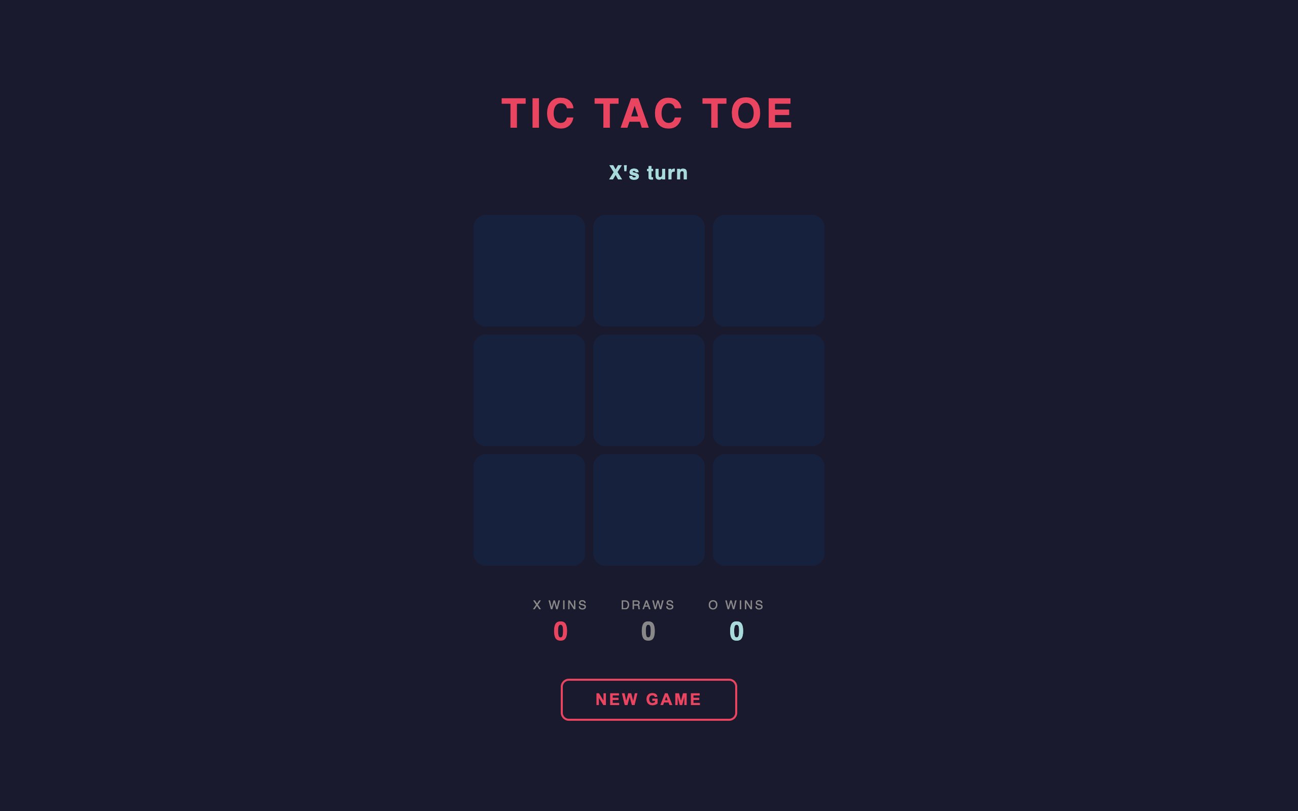 Tic Tac Toe &mdash; An empty board &mdash; X to play