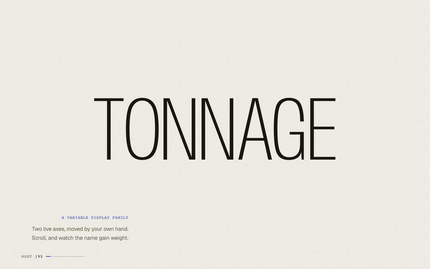 Scroll Craft — TONNAGE — the specimen press: scroll gives the type its weight