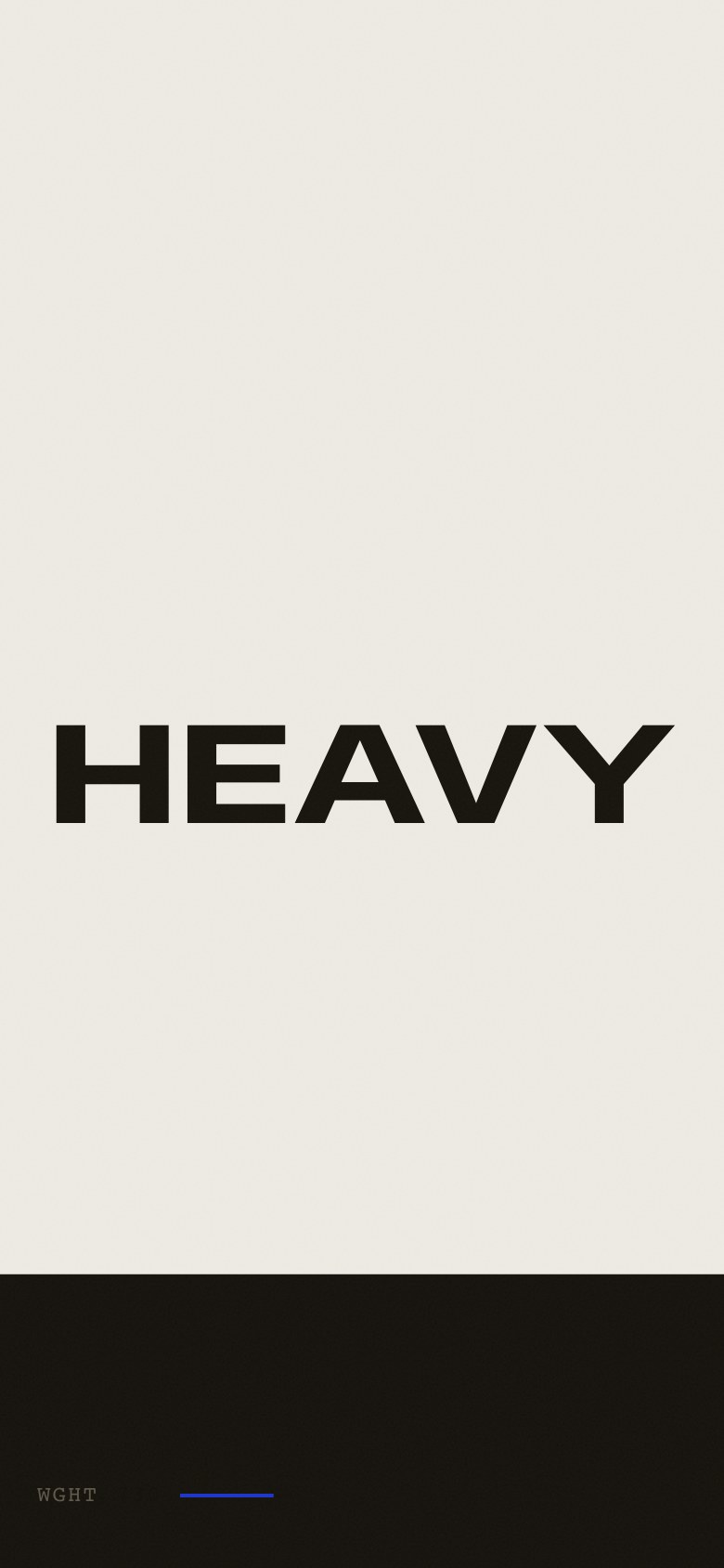 TONNAGE &mdash; Mobile &mdash; 390px, the flood rising; flick velocity presses the type just like a wheel